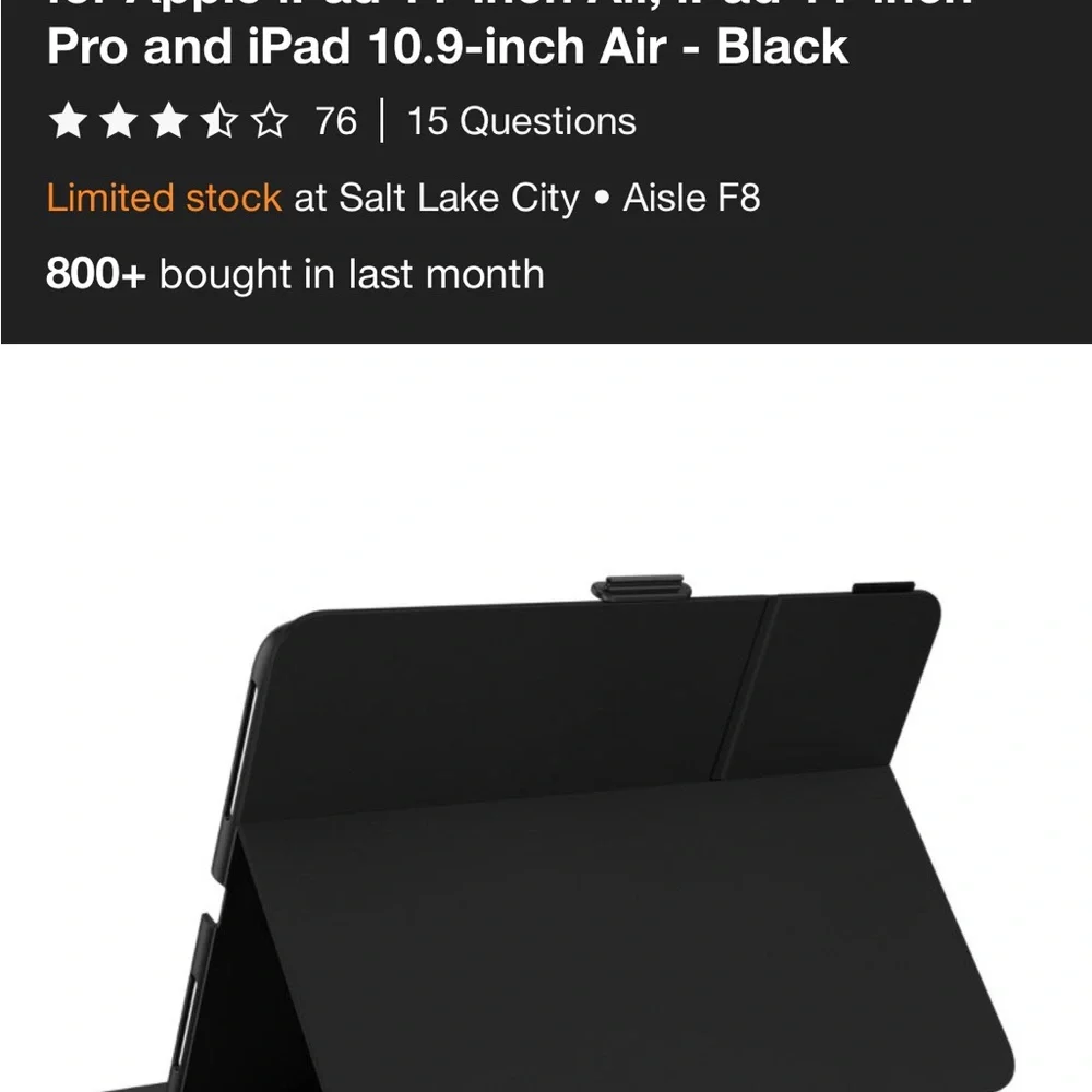 Speck Black Tablet Cover for iPad Pro and Air